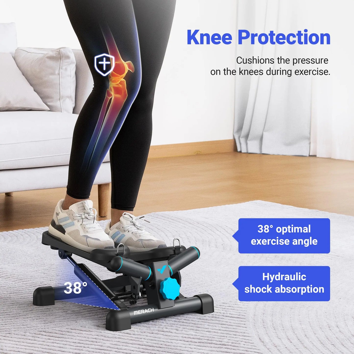 MERACH Mini Stepper Exercise Equipment with Resistance Band - Arthur's Wellness Emporium