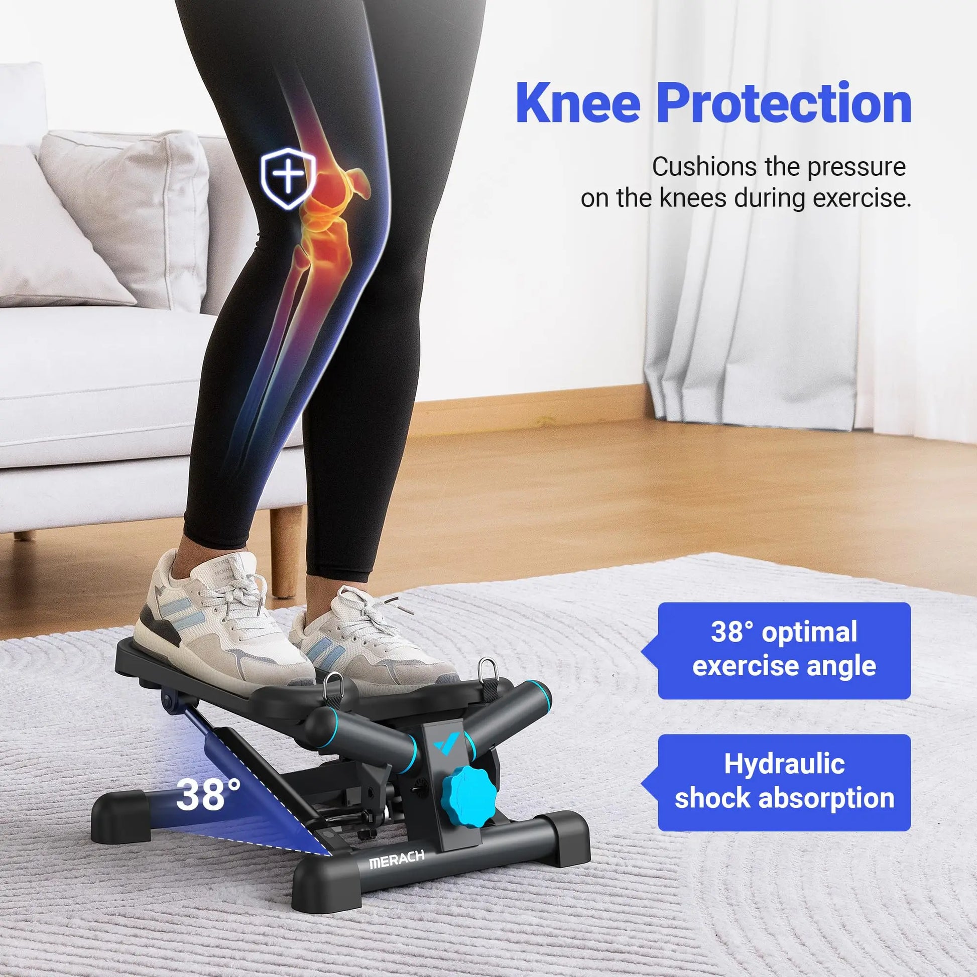 MERACH Mini Stepper Exercise Equipment with Resistance Band - Arthur's Wellness Emporium