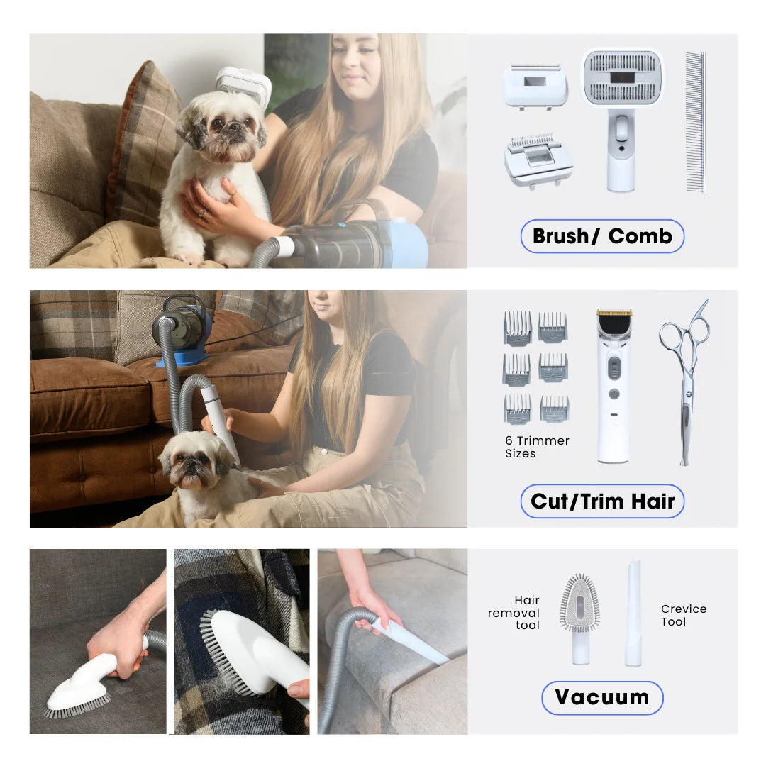 Grooming Kit For Dogs And Cats With Vacuum Includes Brushes - Arthur's Wellness Emporium