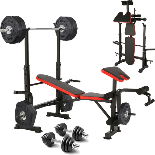6 In 1 Weight Bench Set With Squat Rack And Barbell Rack - Arthur's Wellness Emporium