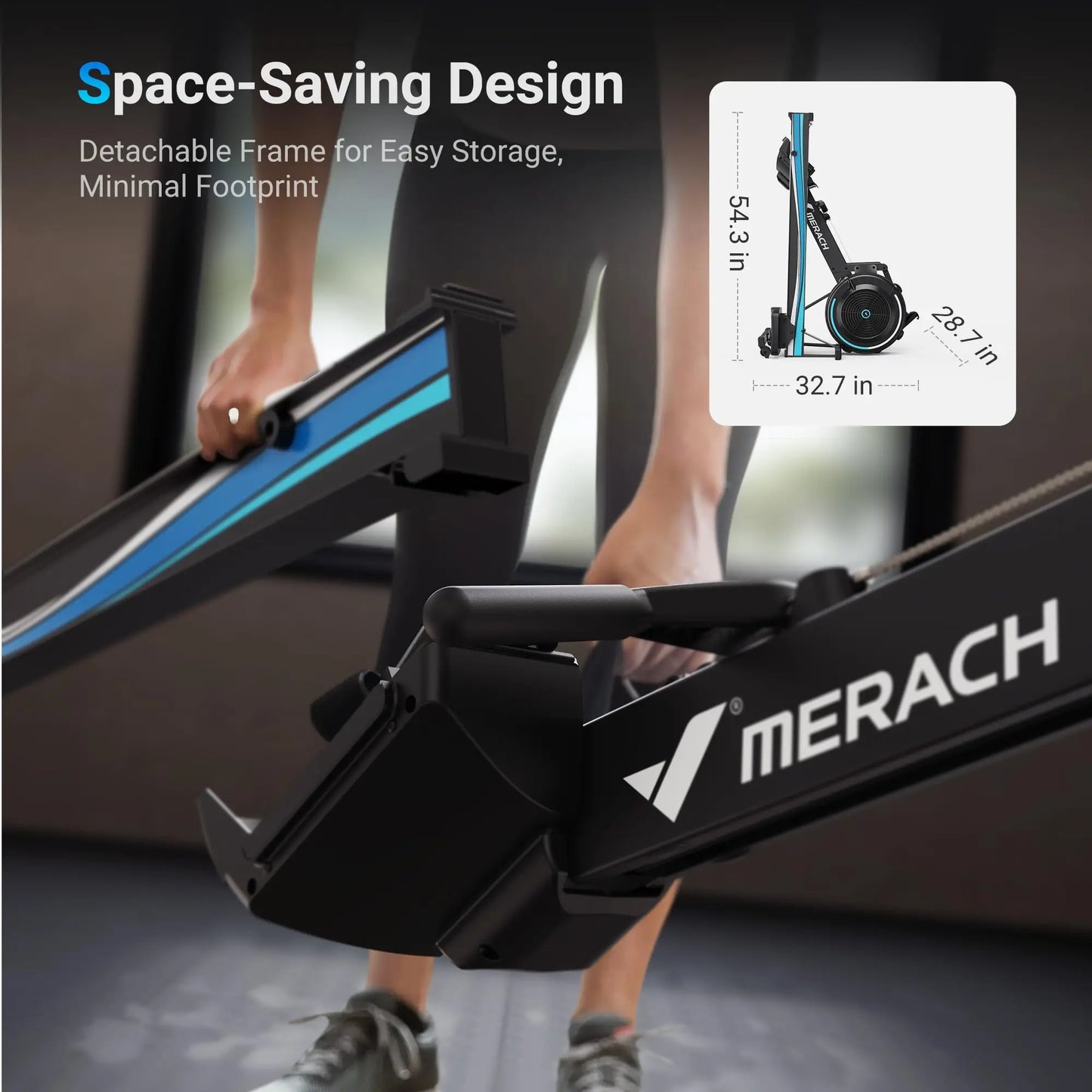 MERACH Air Resistance Rowing Machine With Comfort Seat