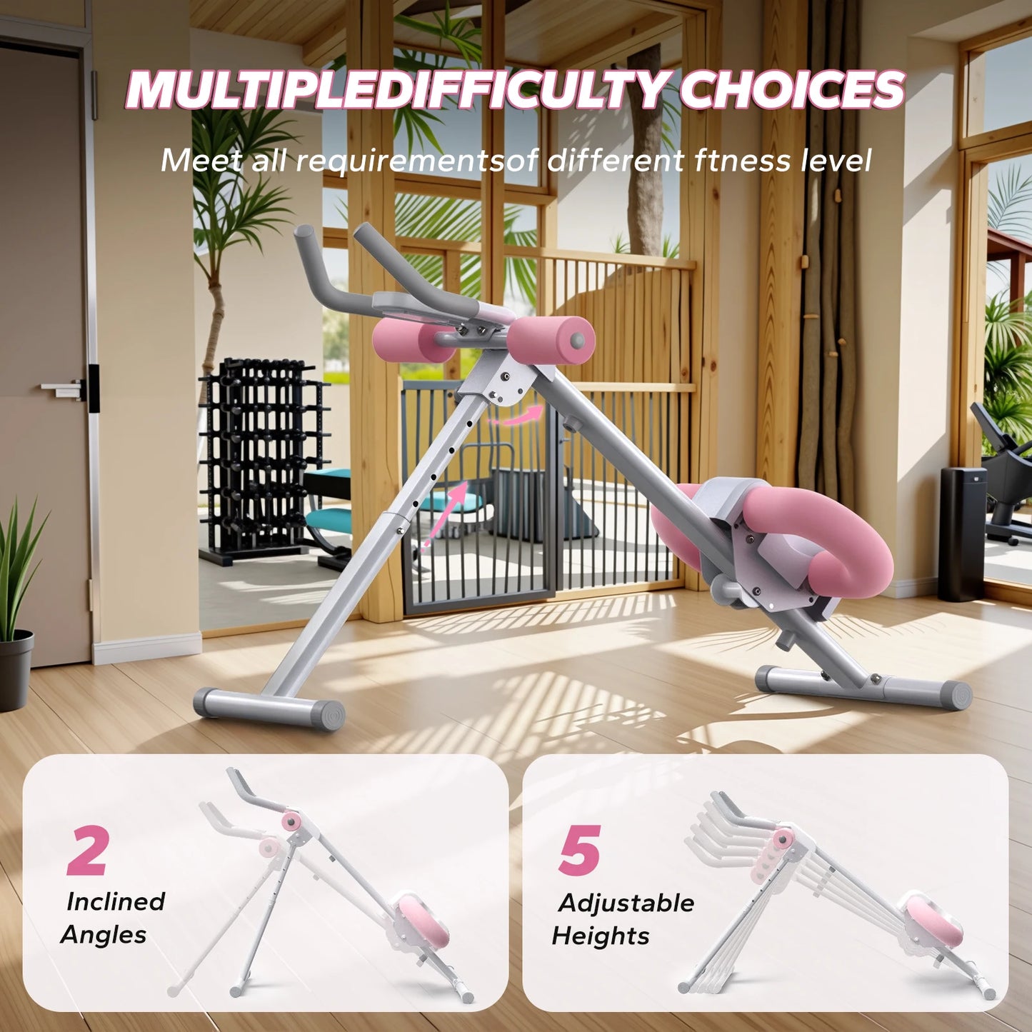 MERACH Ab Machine Adjustable Trainer Foldable Knee Support