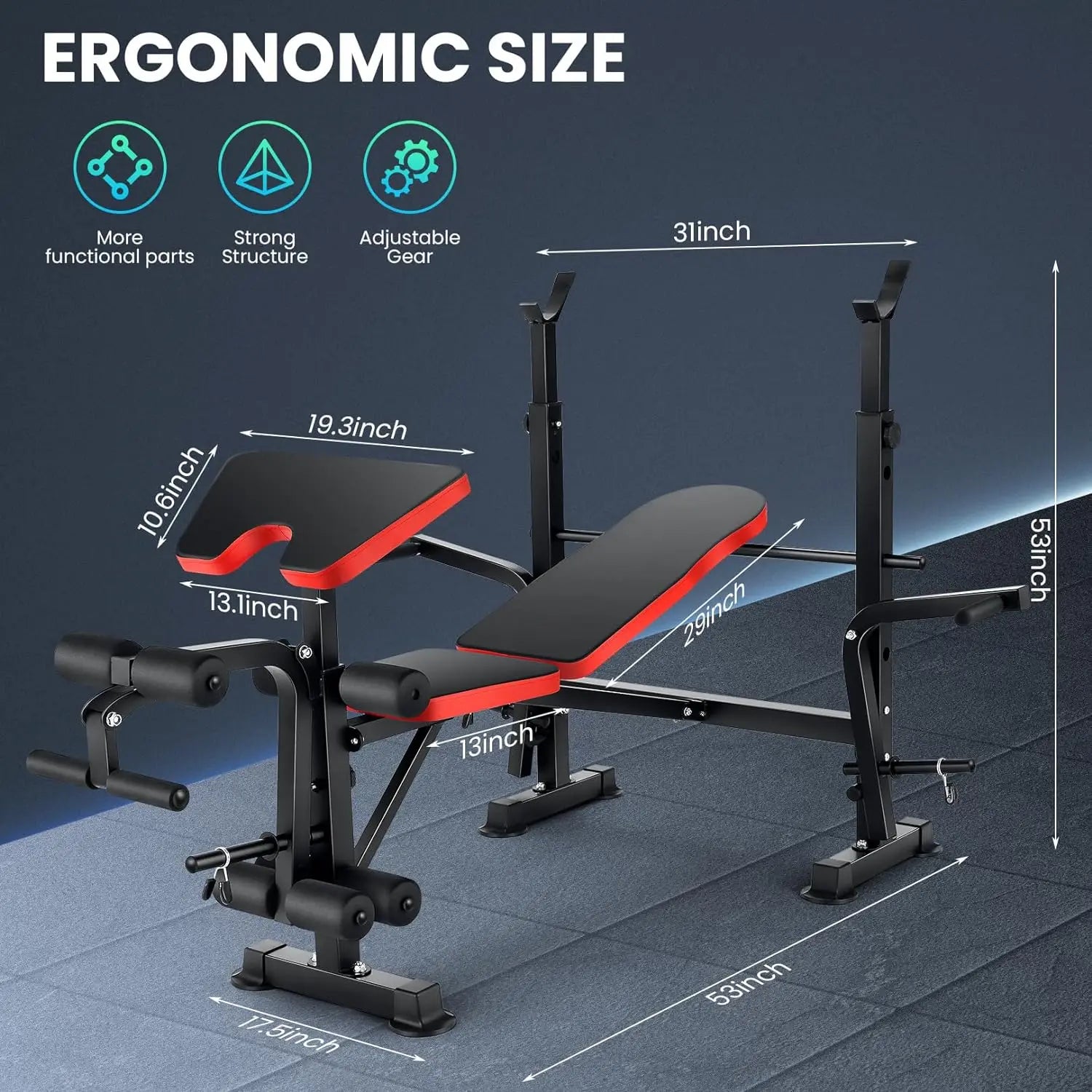 6 In 1 Weight Bench Set With Squat Rack And Barbell Rack - Arthur's Wellness Emporium
