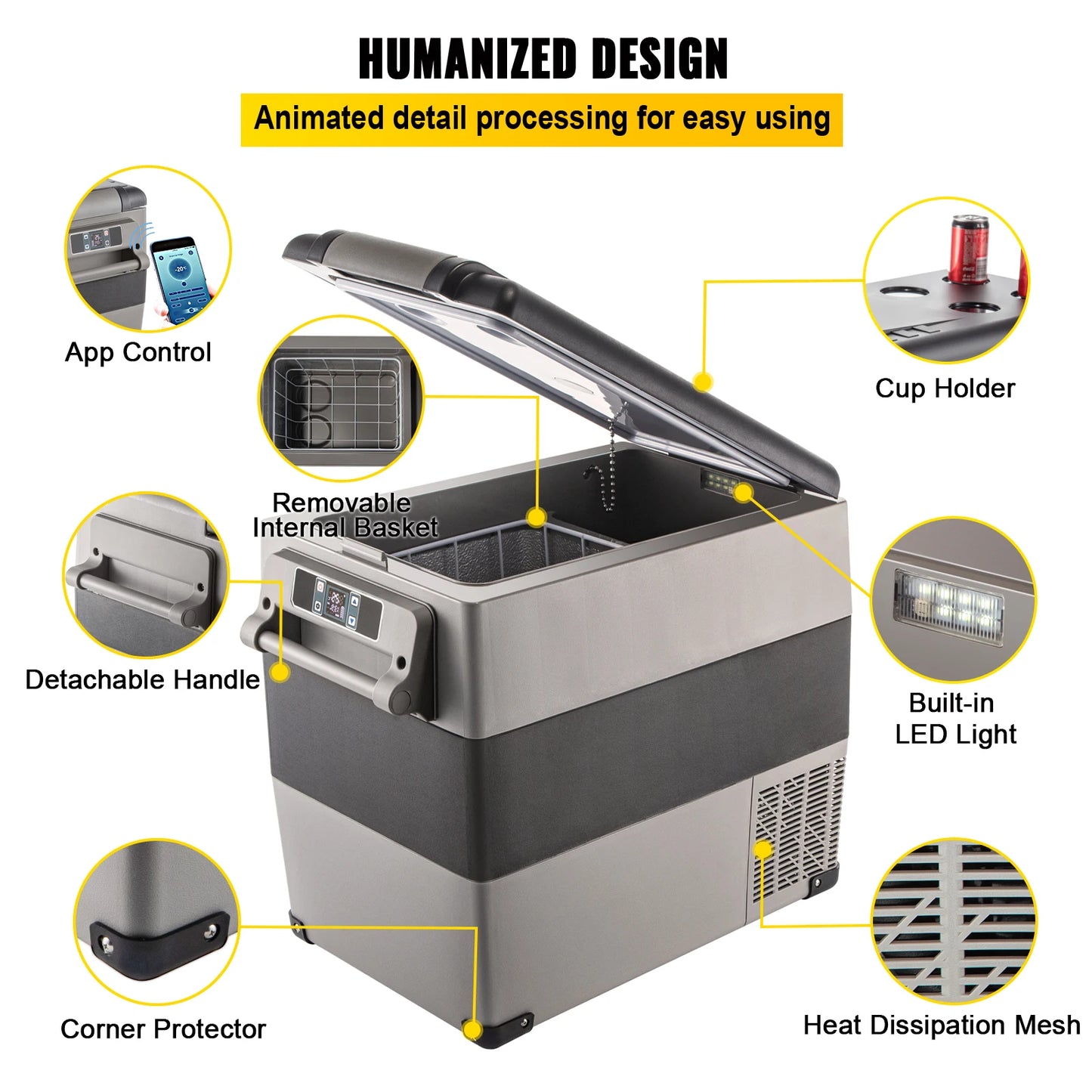 SucceBuy Car Refrigerator Portable 12V Compressor Cooler for Camping