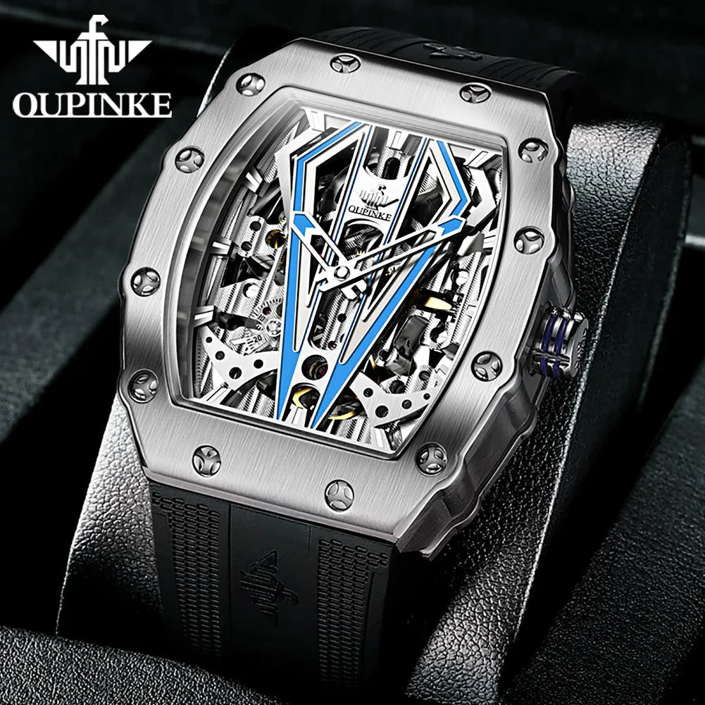 OUPINKE Men's Luxury Automatic Skeleton Watch Waterproof