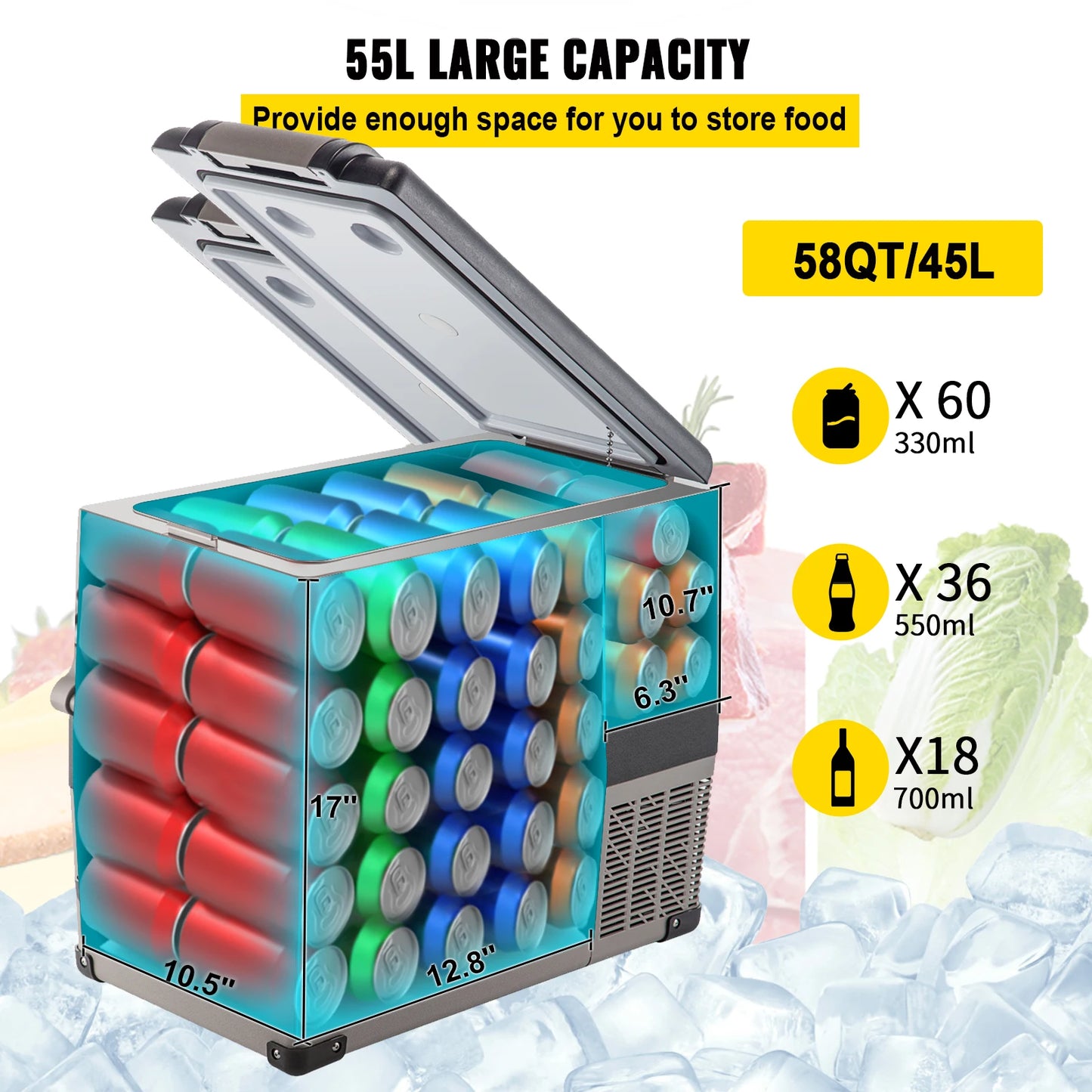 SucceBuy Car Refrigerator Portable 12V Compressor Cooler for Camping