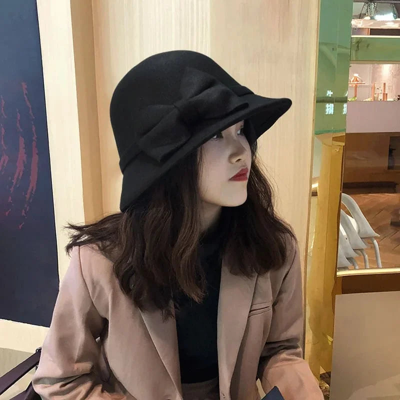 FAITOLAGICN Bowknit Dome Fedora Hat For Women Winter