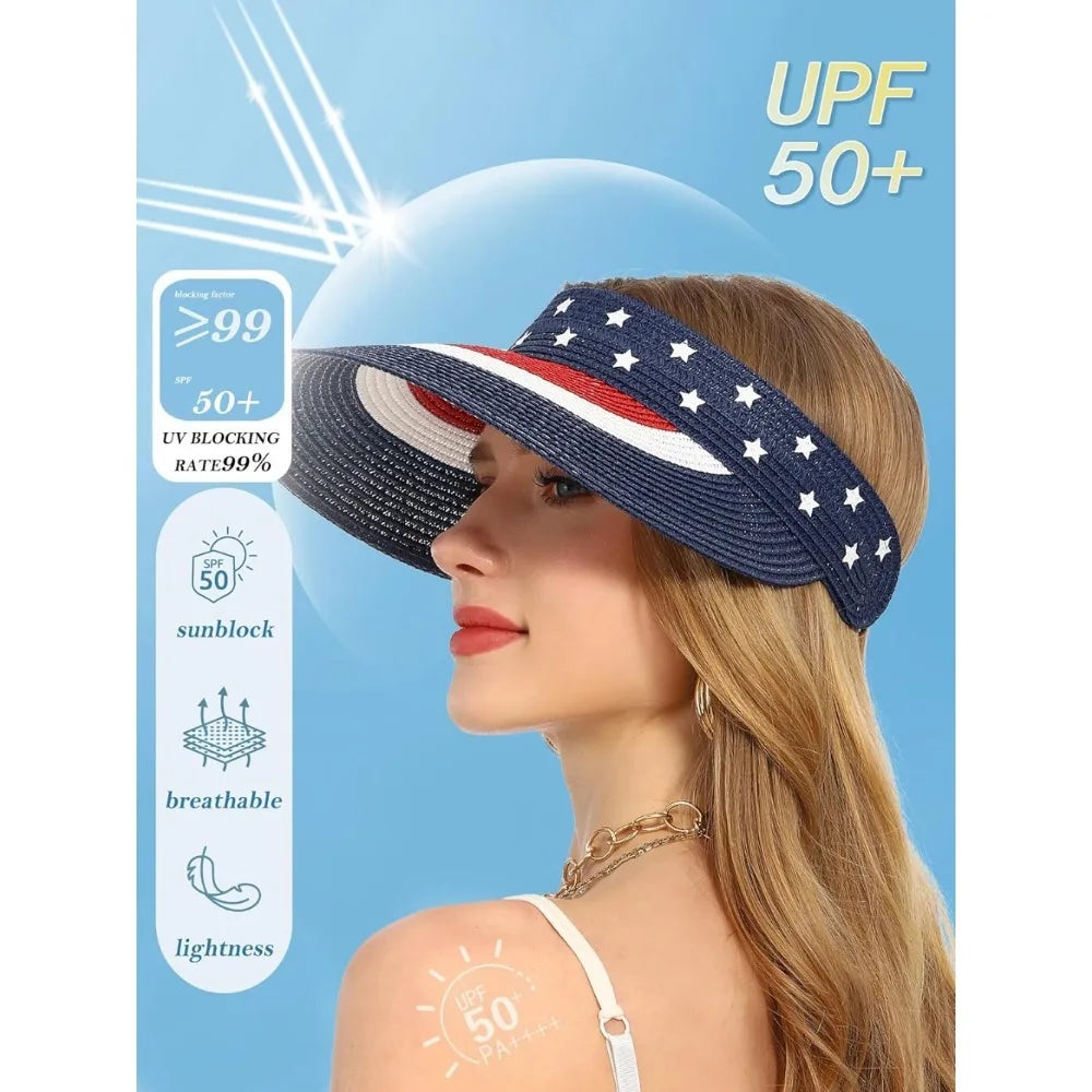 Womens Straw Sun Hat UV Protection Wide Brim Beach Cap - Arthur's Wellness Emporium