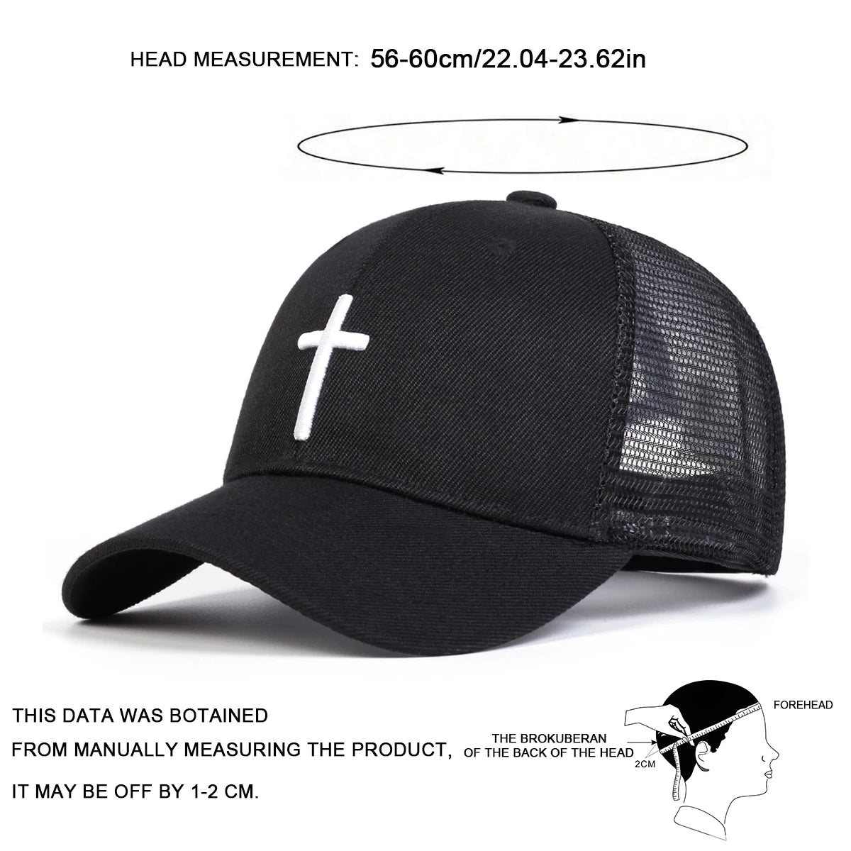 Unisex Cross Embroidered Baseball Cap Adjustable Travel - Arthur's Wellness Emporium