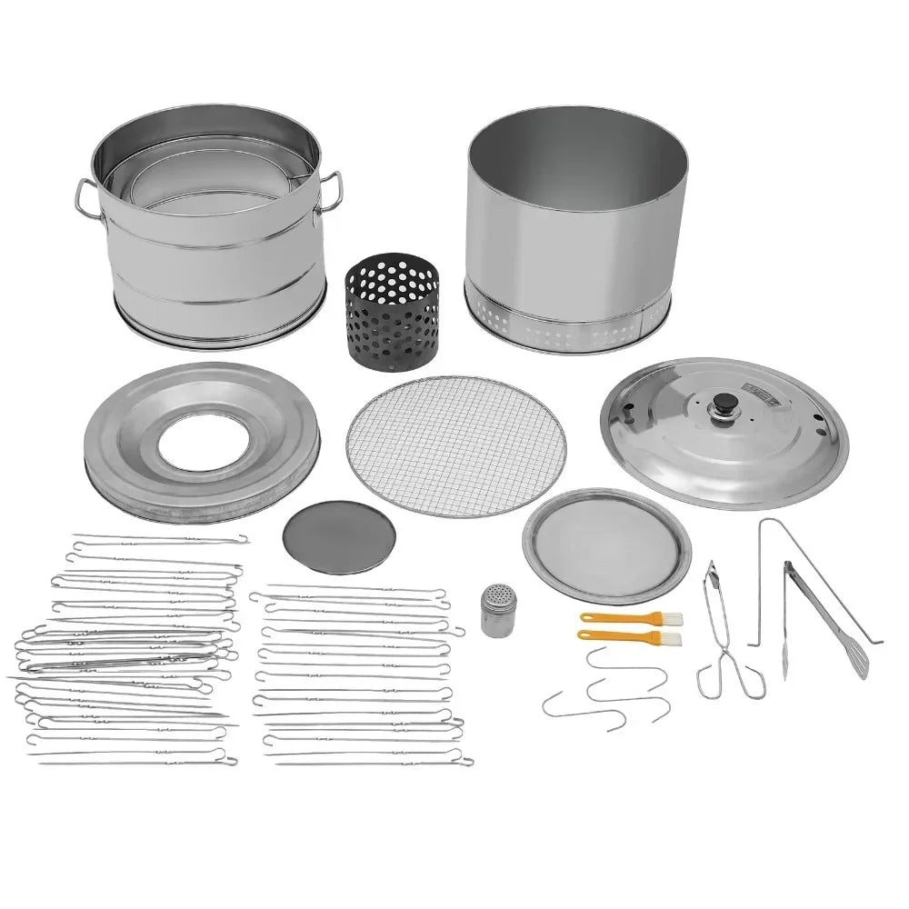 Portable Smokeless Charcoal Grill Stainless Steel 360 Degree Barbecue Barrel