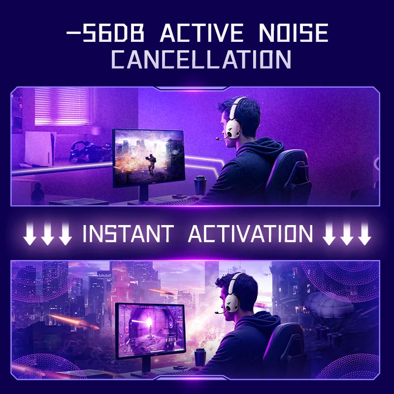 Picun UG-10A Gaming Wireless Headphones With Mic 40mm Driver