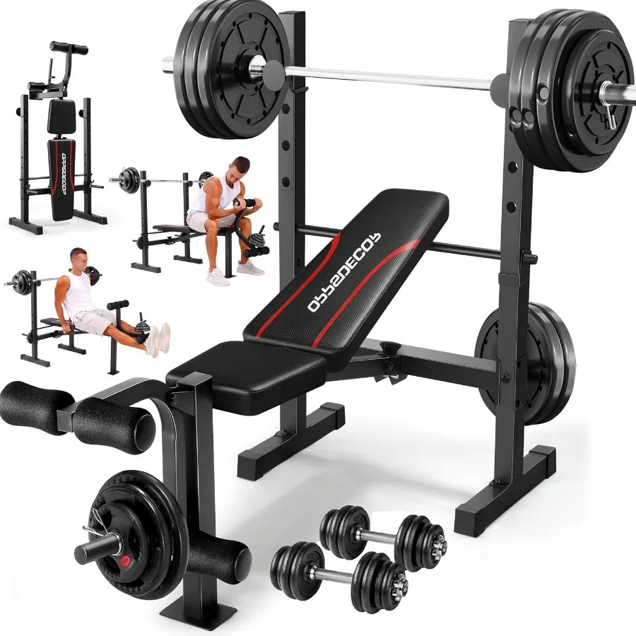 XMSJ Weight Bench Set With Squat Rack And Leg Extensions