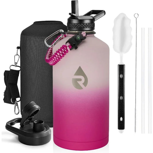 Insulated One Gallon Stainless Steel Water Bottle Cold 48 Hours - Arthur's Wellness Emporium