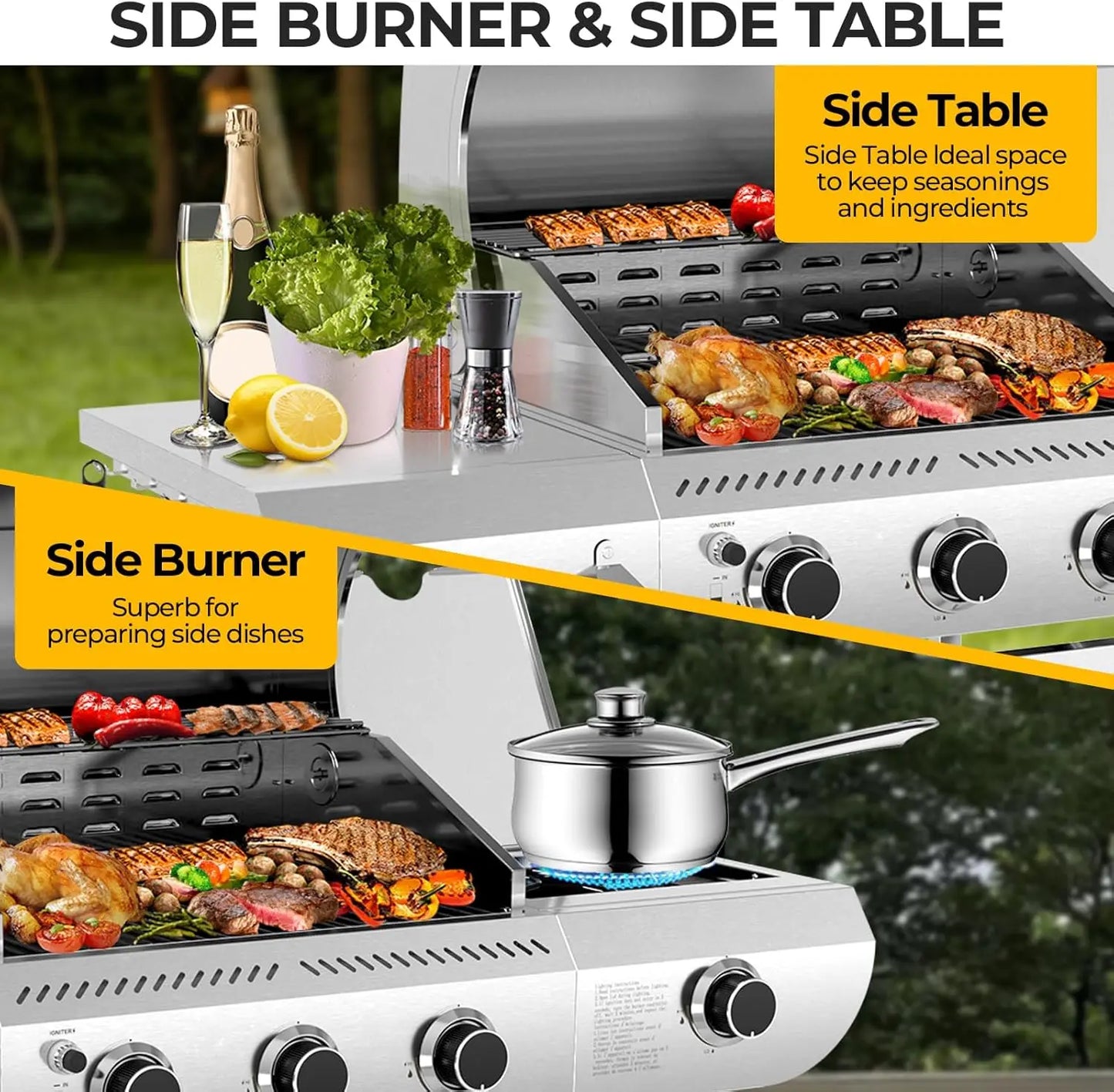 Outdoor Propane Grill 34000 BTU With Three Main Burners