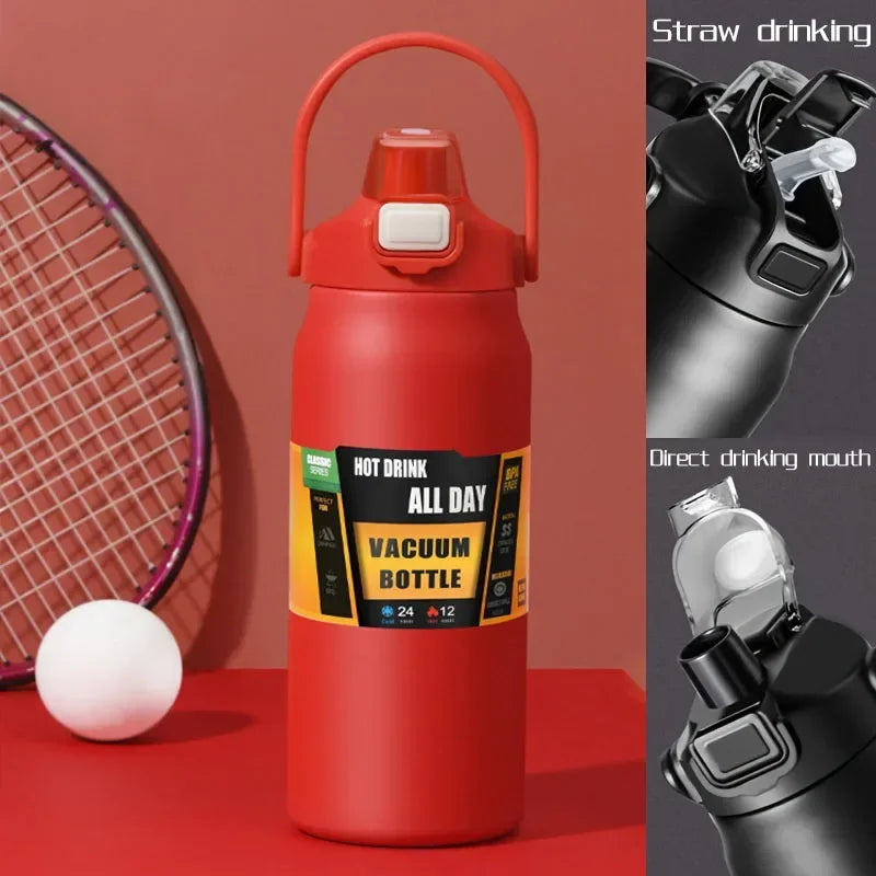 Drinkware Stainless Steel Vacuum Flask With Straw Thermos For Outdoor Use