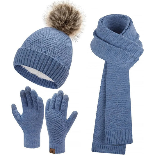 CN Zhejiang Winter Beanie Hat Scarf Set With Fleece Lining