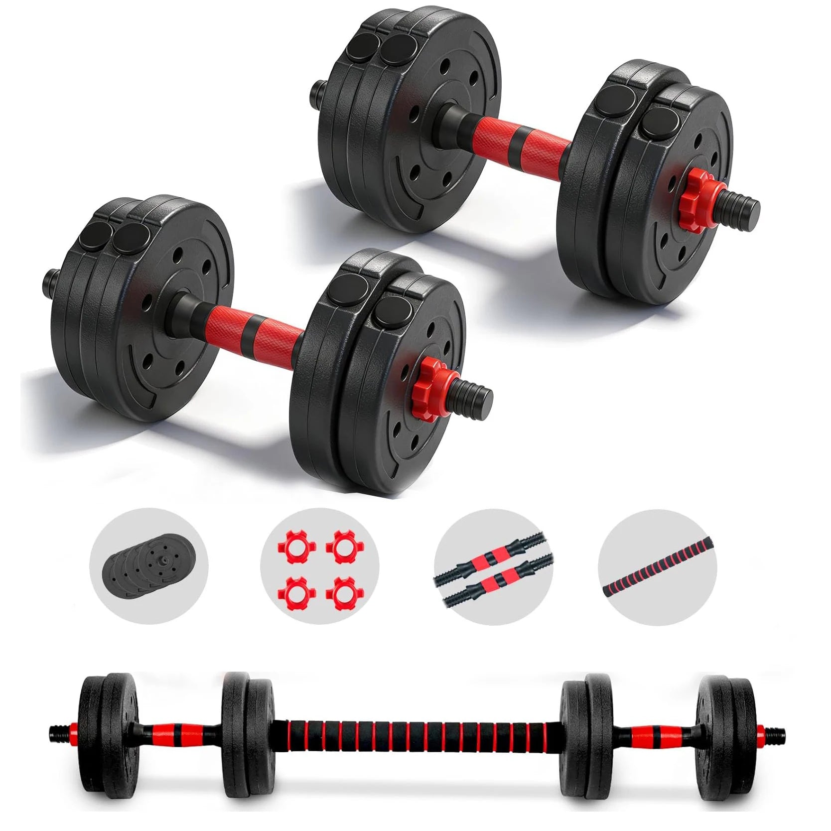 2-In-1 Adjustable Dumbbell and Barbell Set for Home Fitness - Arthur's Wellness Emporium
