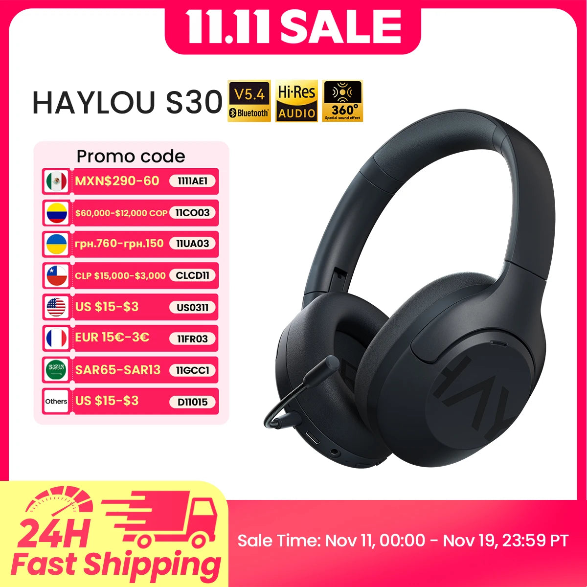 Haylou S30 Wireless Bluetooth Headphones With Noise Cancellation