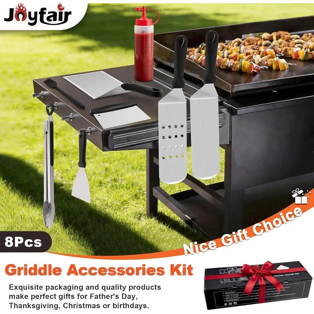 Griddle Accessories Kit Lattice Grilling Tool Set Stainless Spatula Tongs