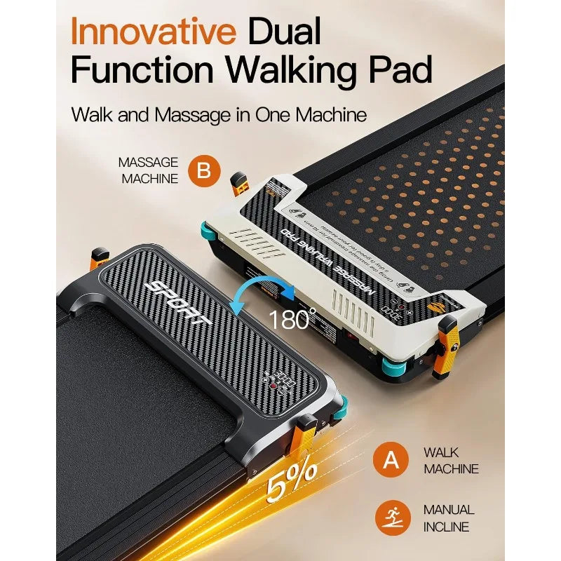 FUNRAY Walking Pad Treadmill With Incline Under Desk 2 In 1