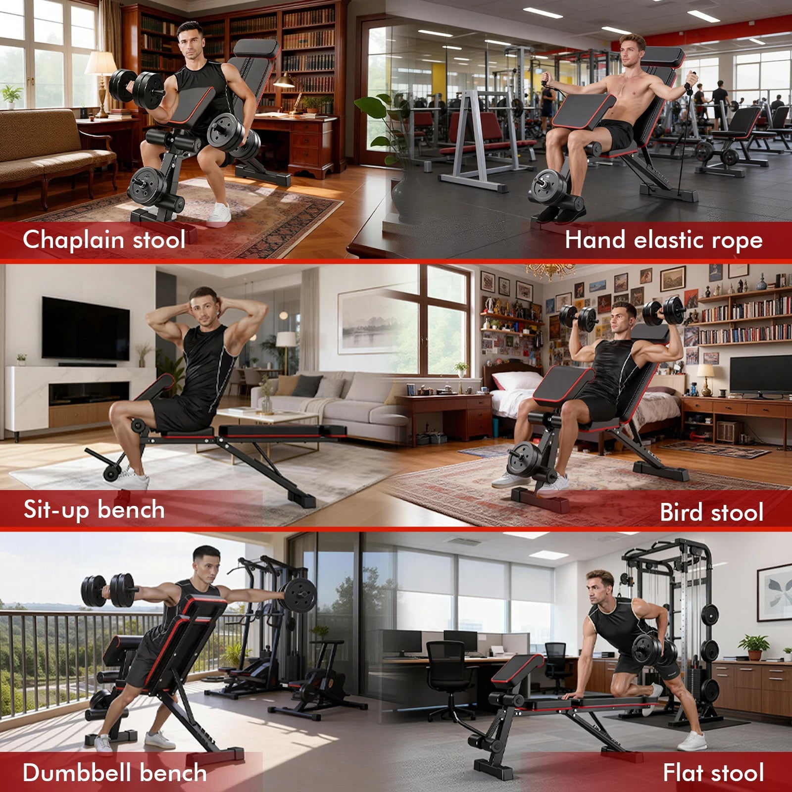 7 Level Foldable Weight Bench with Extended Headrest for Full Body Workout - Arthur's Wellness Emporium