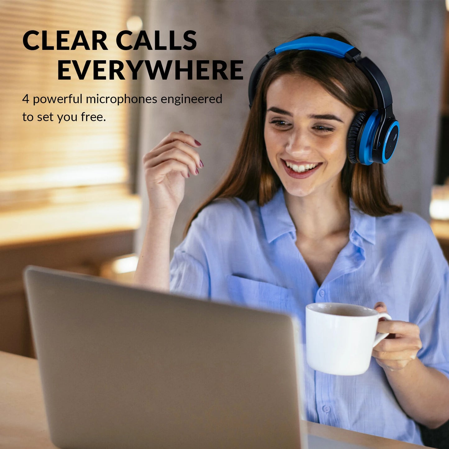 Meidong E7BPRO Active Noise Cancelling Wireless Over-Ear Headphones