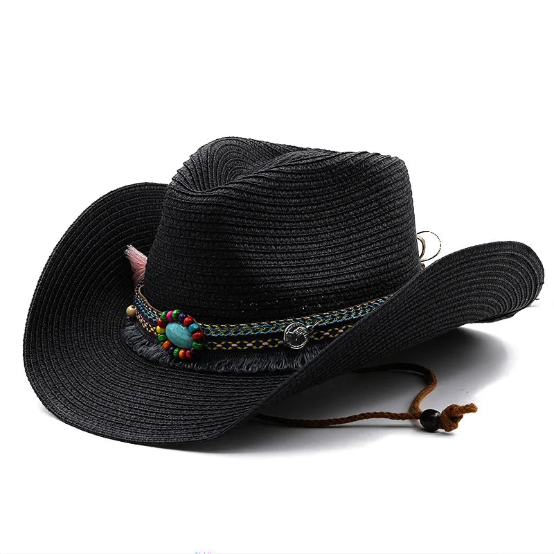 CN Tibet Zhejiang Western Cowboy Straw Hat Unisex Summer Outdoor