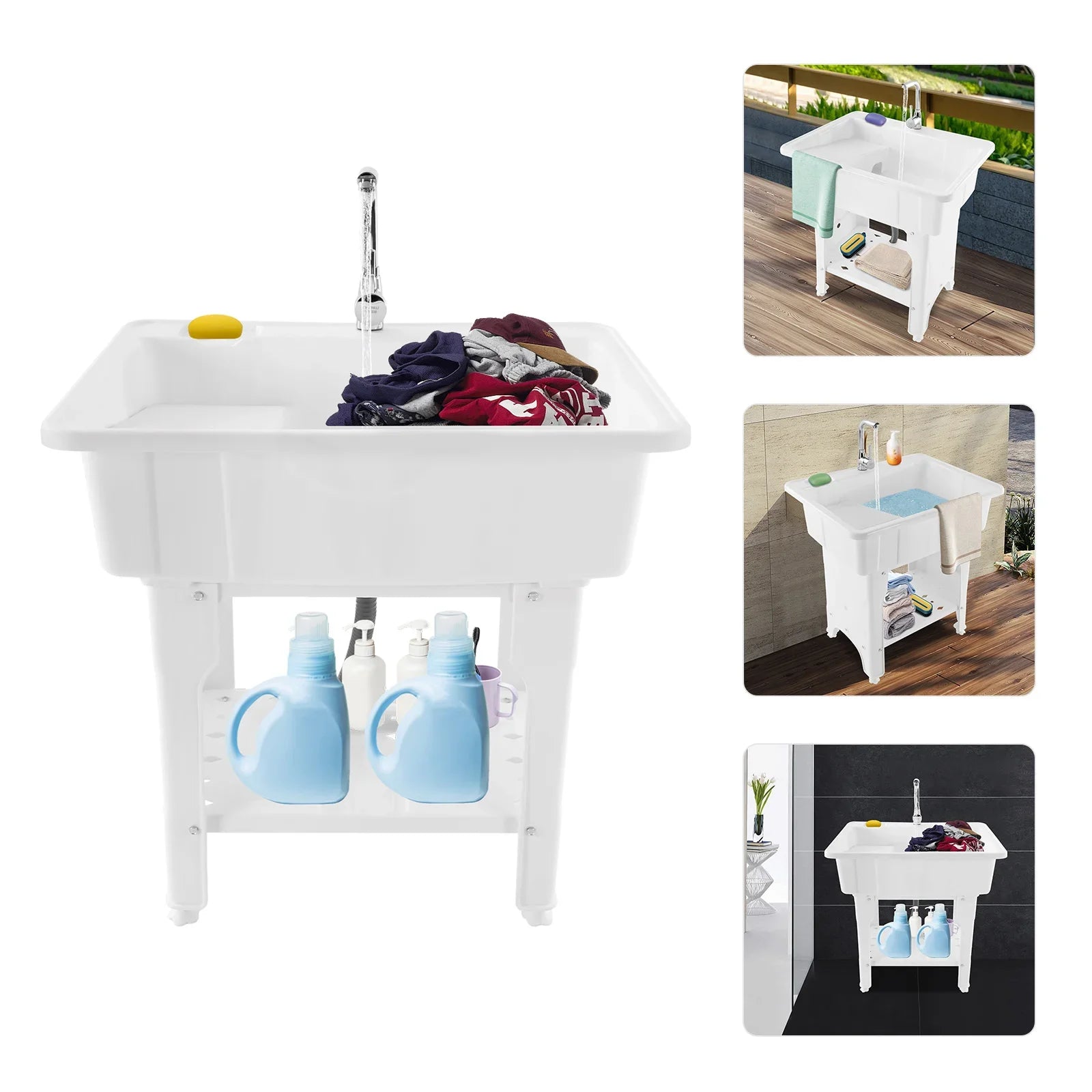 Outdoor Freestanding Plastic Utility Sink For Laundry Rooms Bathrooms - Arthur's Wellness Emporium