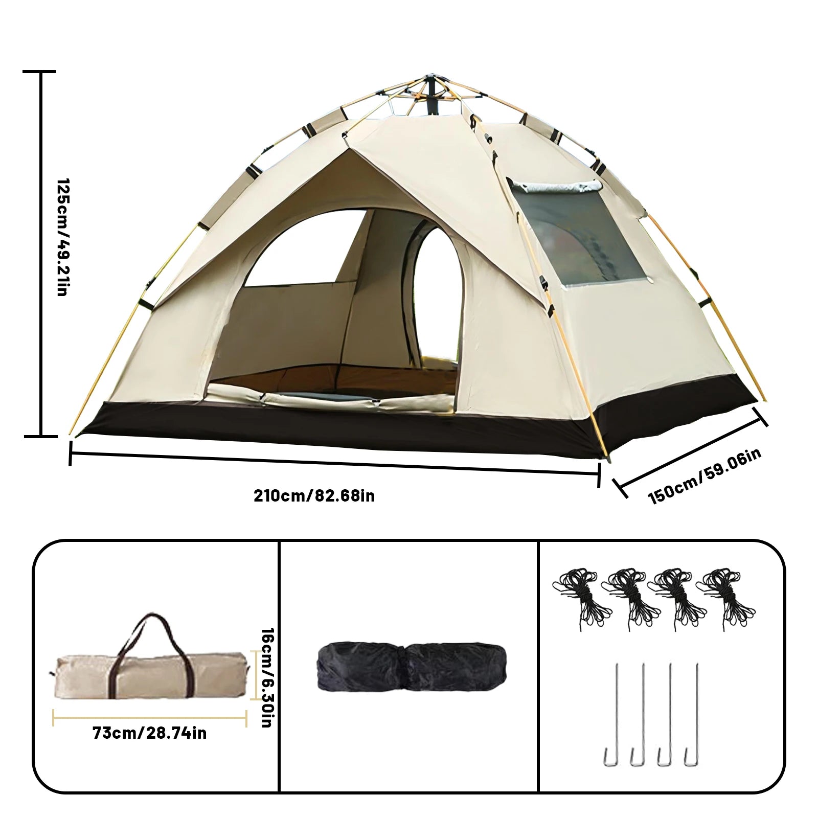 Pakicetus Instant Golden Tent Portable Sun And Rain Shelter - Arthur's Wellness Emporium