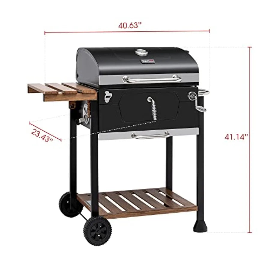 CD1824M Grill Smoker With Handle And Folding Table Outdoors