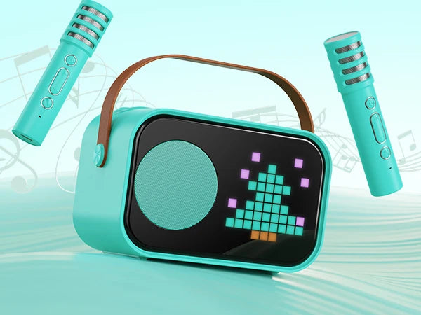 FanFun D58 Mini Bluetooth Karaoke Machine With Two Wireless Microphones