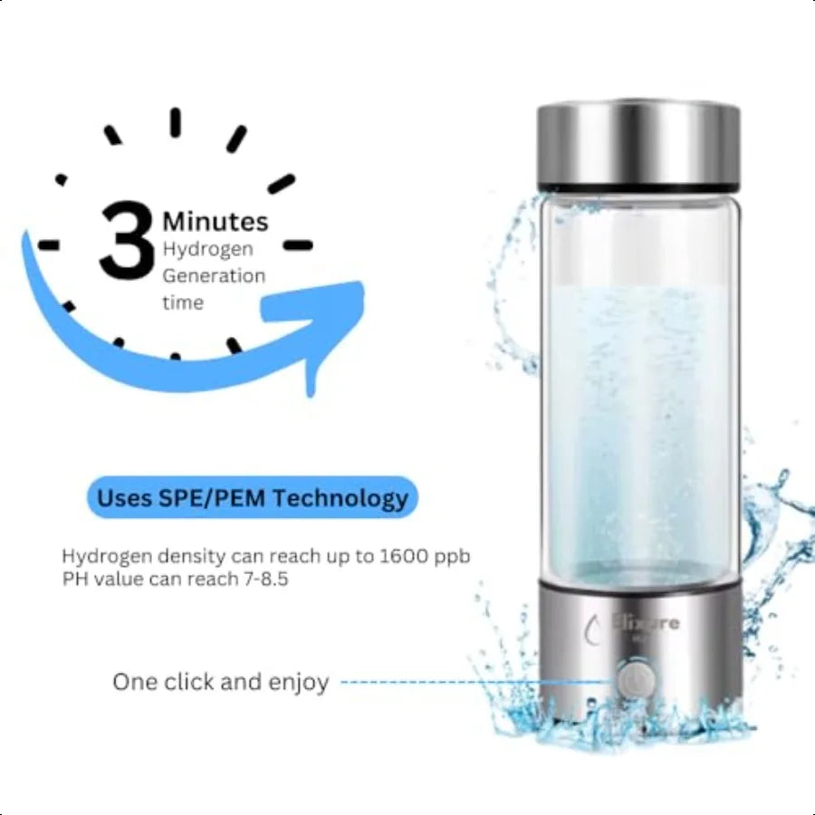 Portable Hydrogen Water Bottle With Ionized Alkaline Tech - Arthur's Wellness Emporium