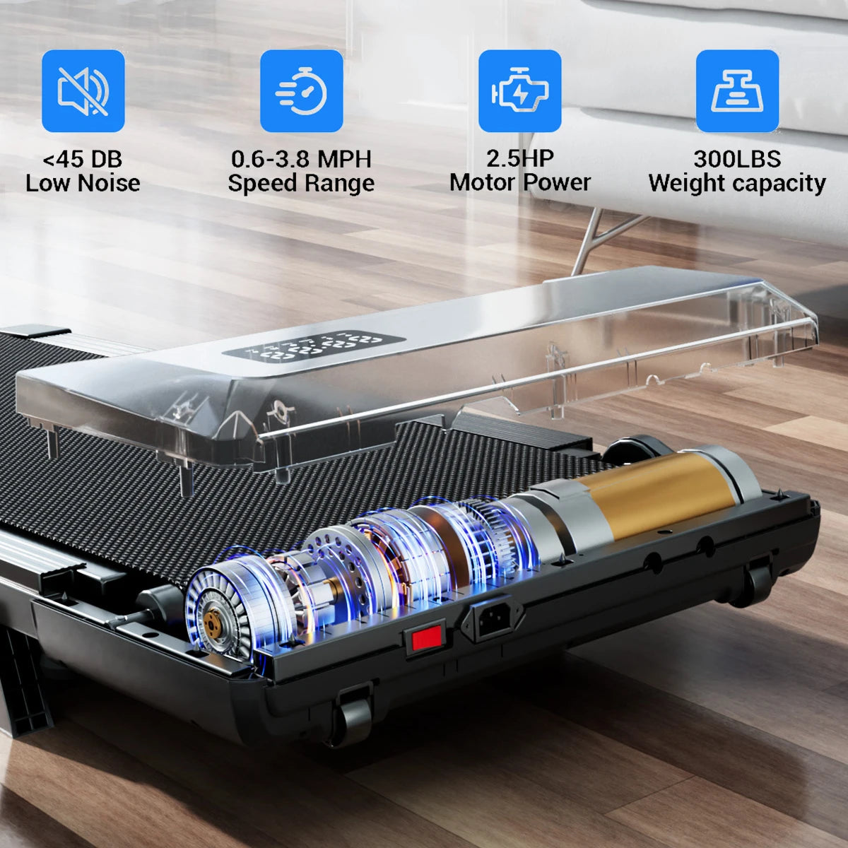 Superun Under Desk Treadmill 2.5 HP With LED Display Remote - Arthur's Wellness Emporium