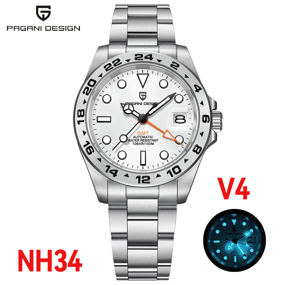 PAGANI DESIGN GMT Automatic Mechanical Watch NH34 Stainless
