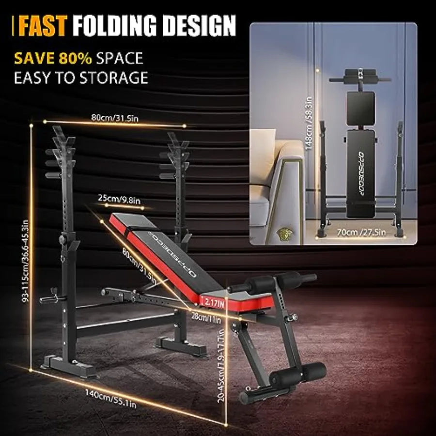 XMSJ 6 In 1 Adjustable Weight Bench With Leg Extensions