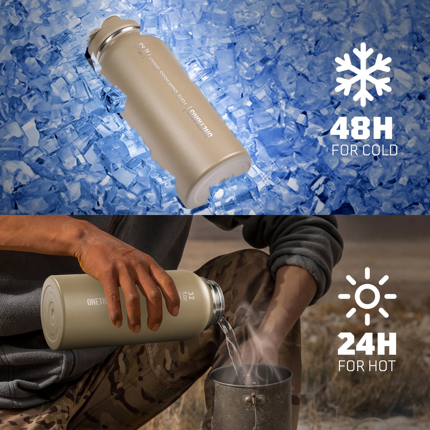 ONETIGRIS Insulated Tactical Stainless Steel Water Bottle With Straw