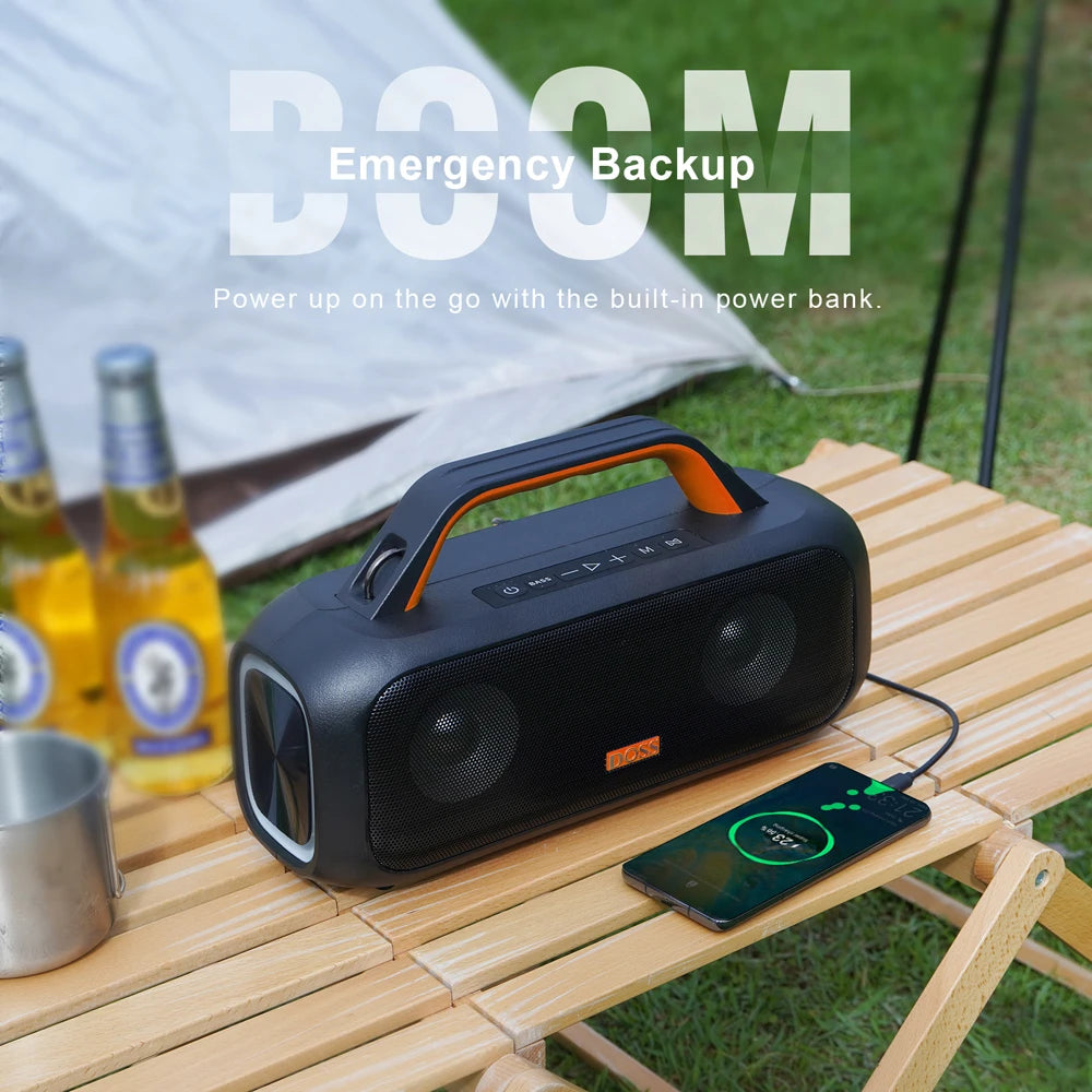 DOSS Outdoor Portable Speaker 60W IPX6 Waterproof Power Bank