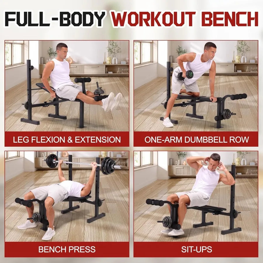XMSJ Weight Bench Set With Squat Rack And Leg Extensions