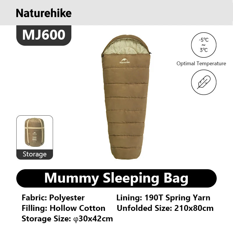 Naturehike Mummy Sleeping Bags MJ300 MJ600 Camping Winter - Arthur's Wellness Emporium