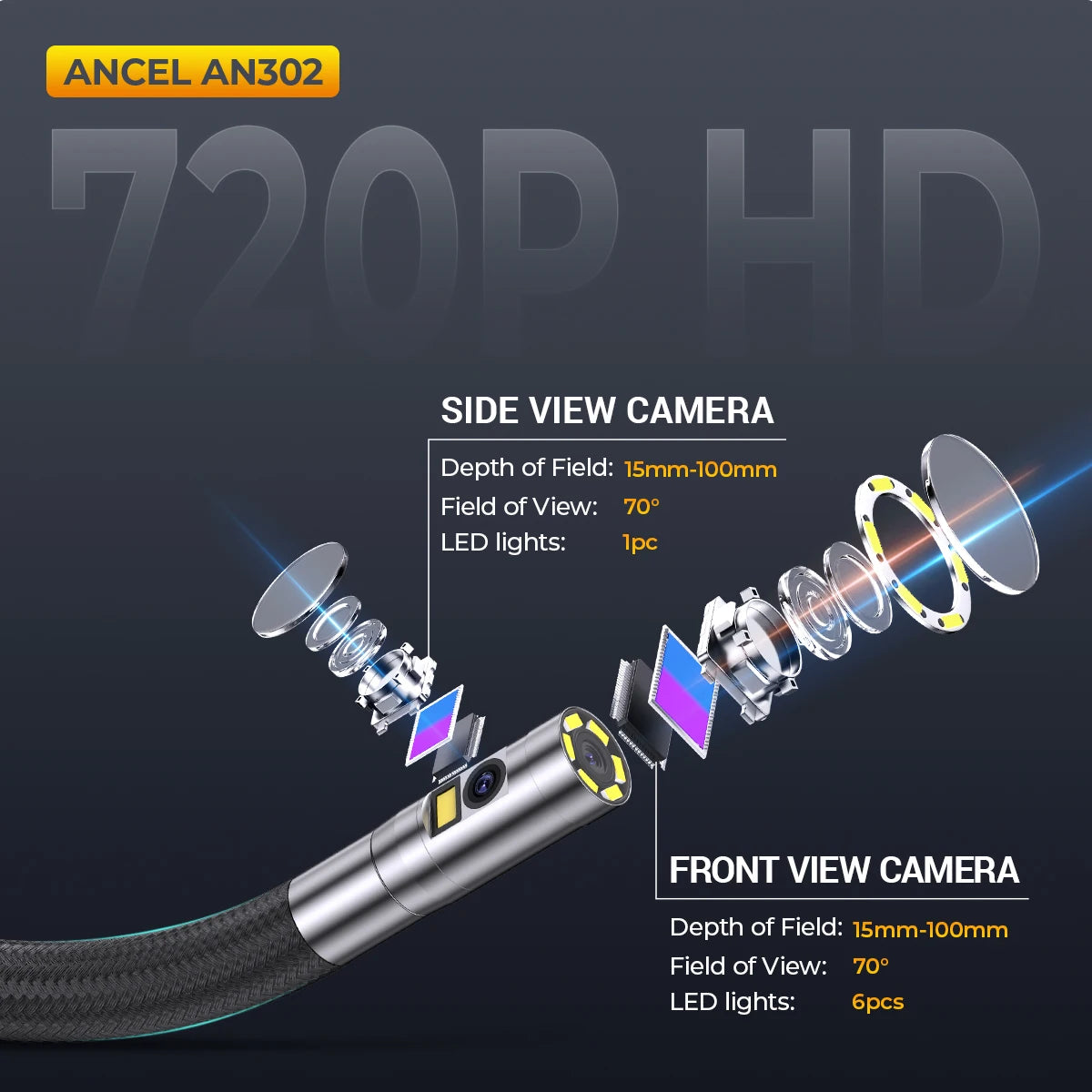 ANCEL AN302 Two Way Articulating Automotive Endoscope - Arthur's Wellness Emporium