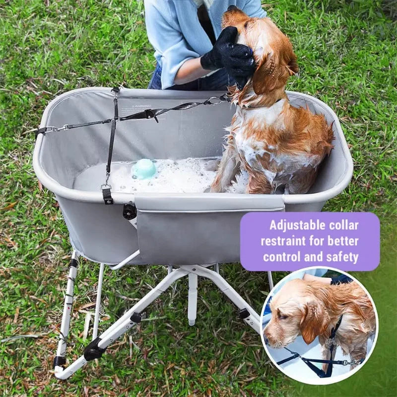 NONE Foldable Elevated Dog Bath Tub For Grooming Station Adjustable - Arthur's Wellness Emporium