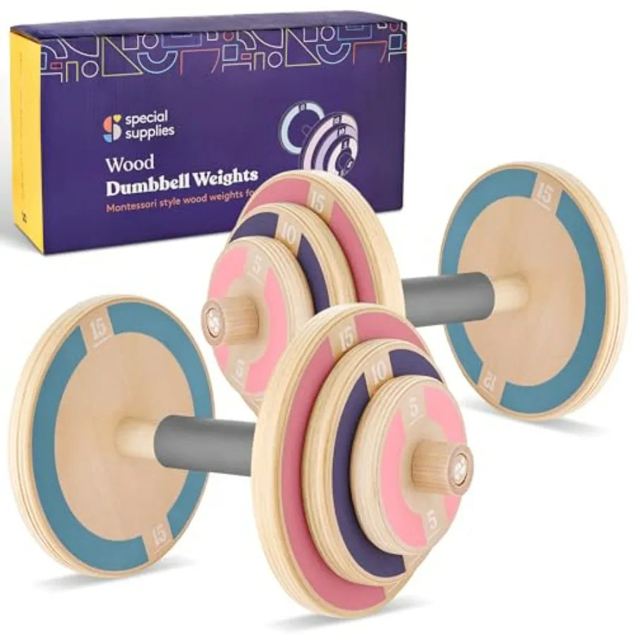 Kids Wooden Workout Weights Set For Home Gym Playtime - Arthur's Wellness Emporium