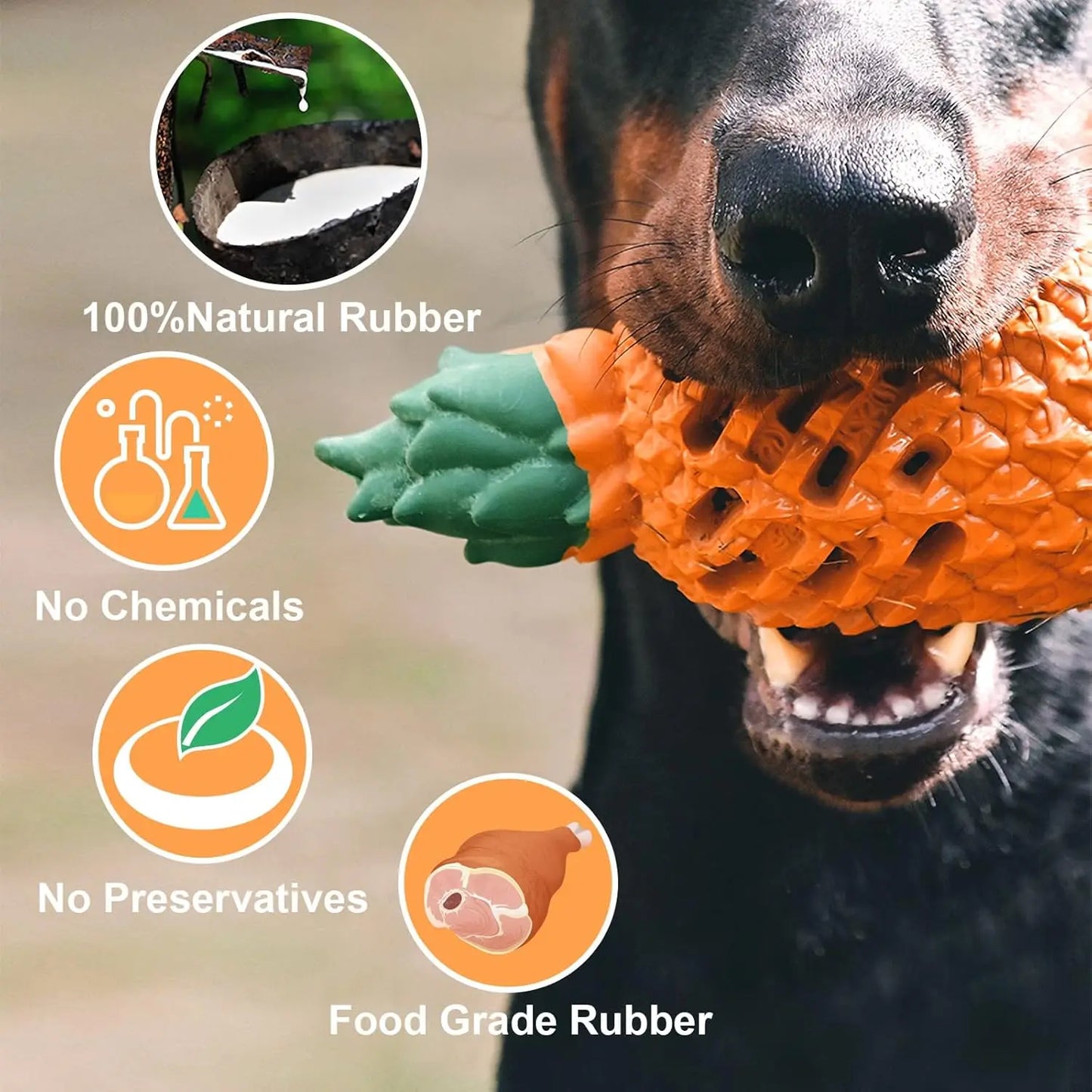 Indestructible Pineapple Dog Chew Toy For Aggressive Chewers Natural Rubber
