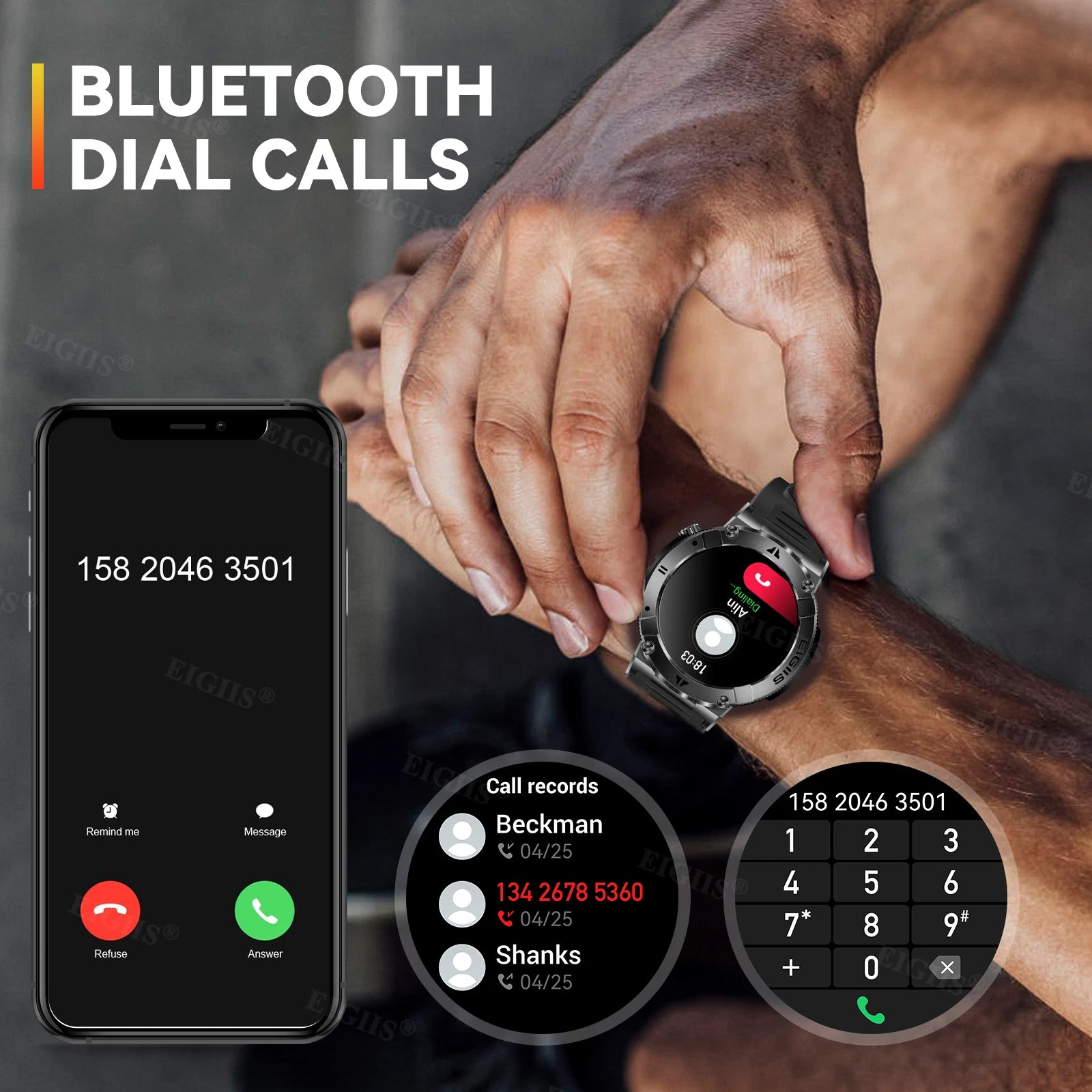 LaNikar Smart Watch Men TFT Display Bluetooth Call Blood Pressure - Arthur's Wellness Emporium