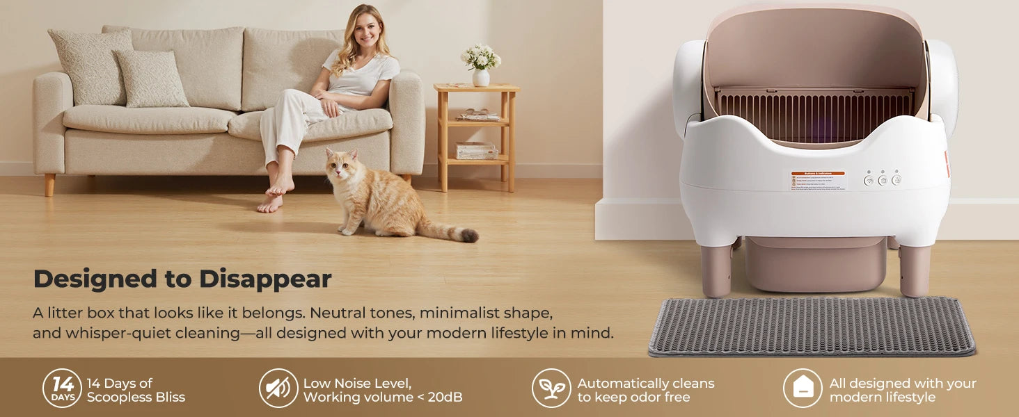Lunapurr Self Cleaning Cat Litter Box With App Control Open Top - Arthur's Wellness Emporium