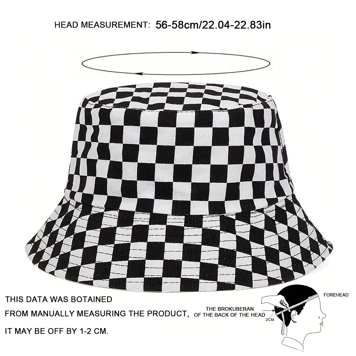 Unisex Black Grid Reversible Bucket Hat For Travel Beach - Arthur's Wellness Emporium