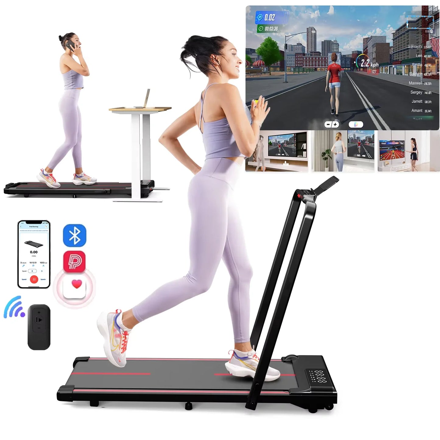 Superun 3in1 Walking Pad Treadmill Under Desk Foldable 300Lb Capacity - Arthur's Wellness Emporium