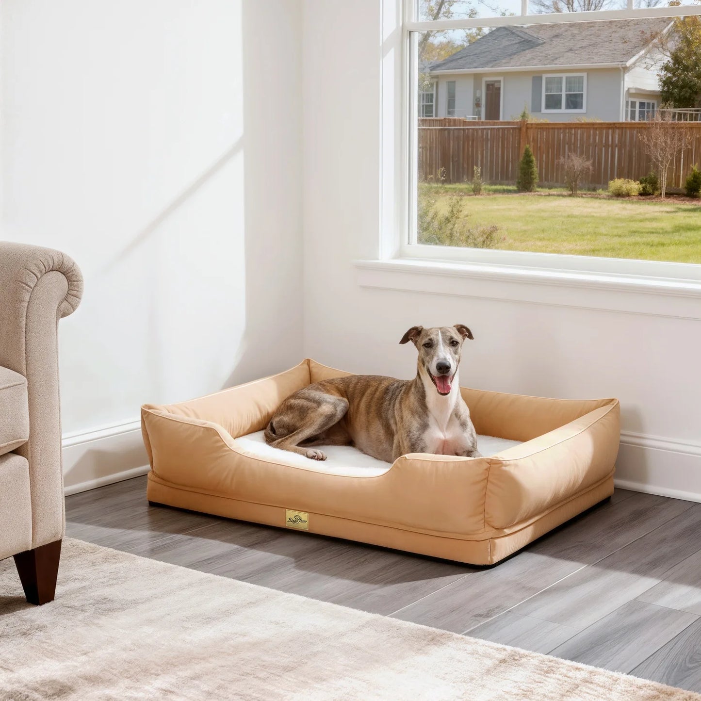 BINGOPAW Rectangular Orthopedic Dog Bed With Bolster And Waterproof Lining