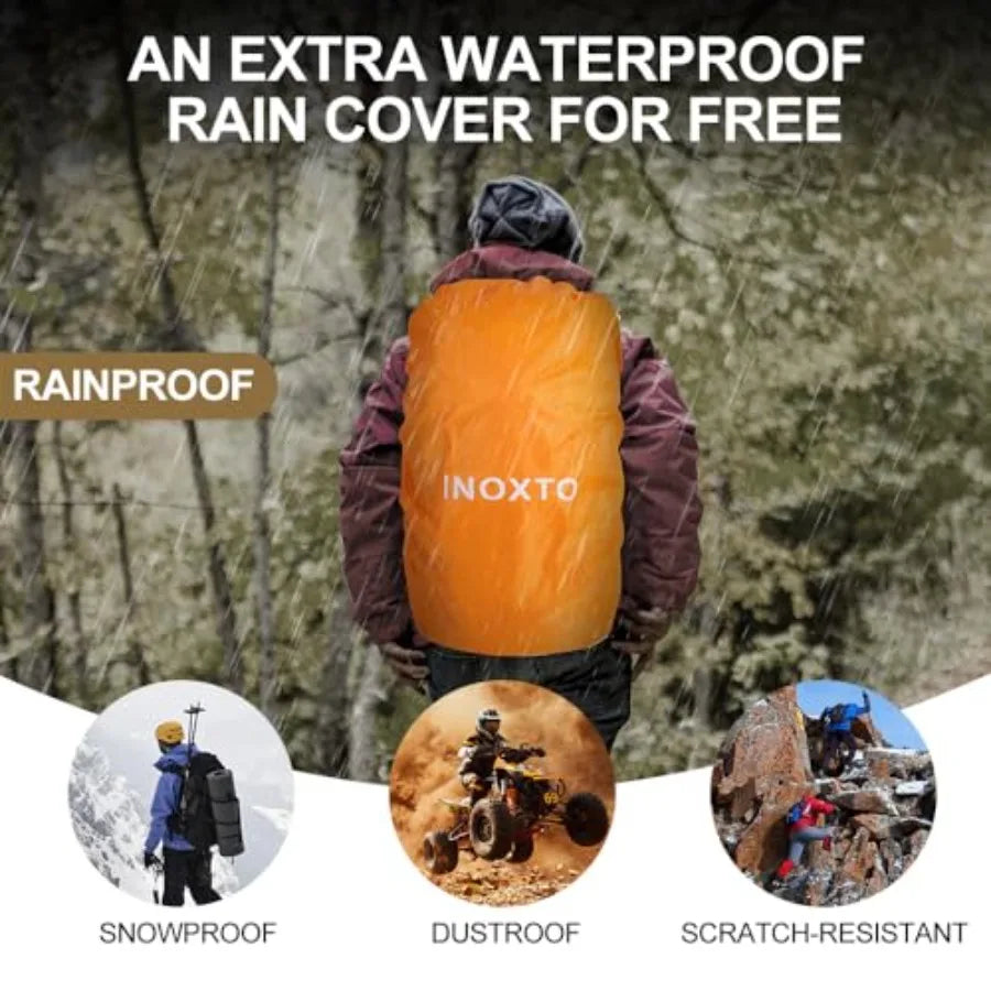 INOXTO Hiking Backpack With Water Bladder And Rain Cover - Arthur's Wellness Emporium