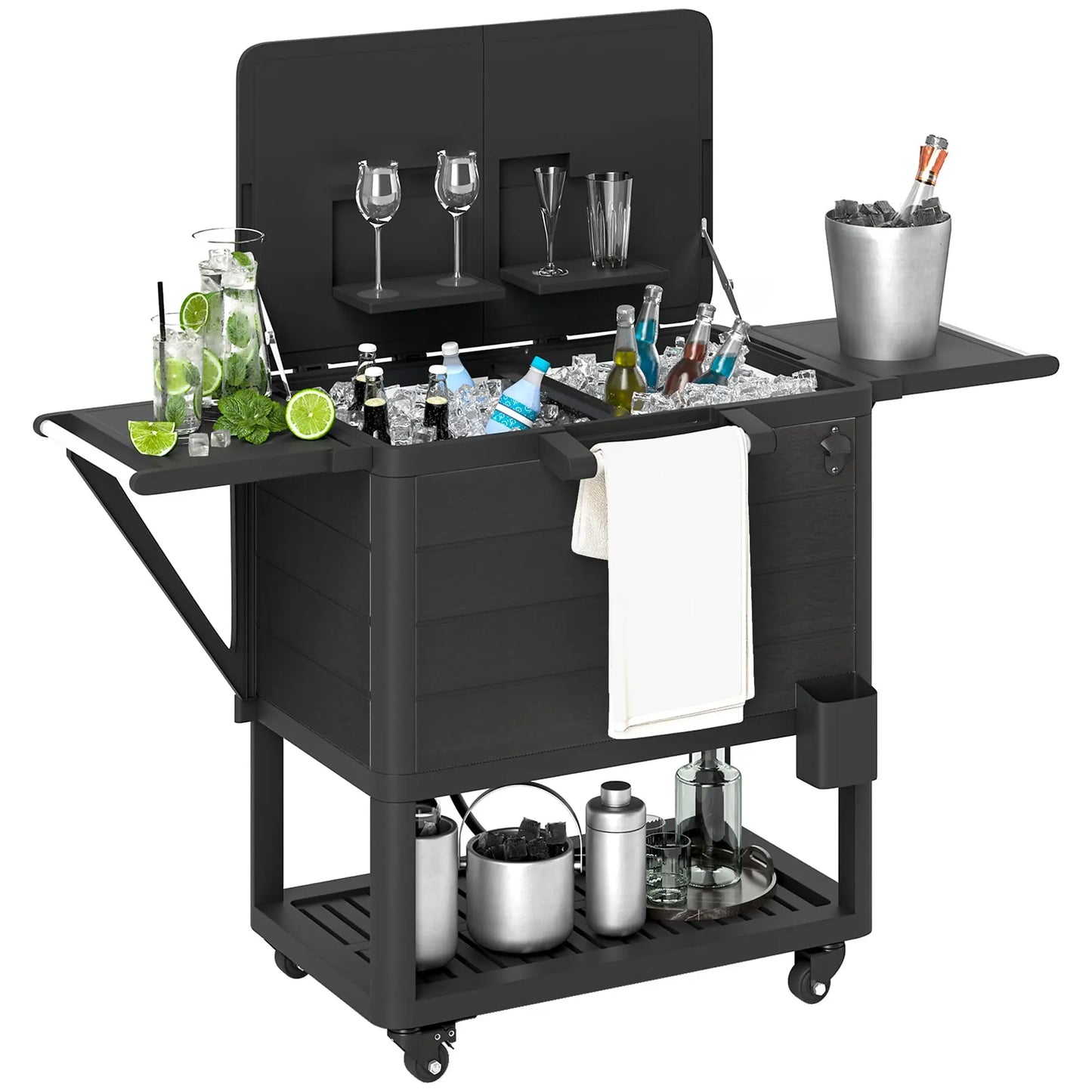 High Concerned Chemical Patio Cooler With Wheels And Shelves - Arthur's Wellness Emporium